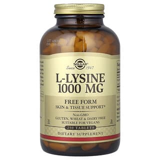 Solgar, L-Lysine, Free Form, 1,000 mg, 250 Tablets