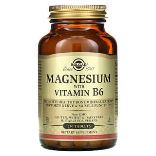 Solgar, Magnésium avec vitamine B6, 250 comprimés