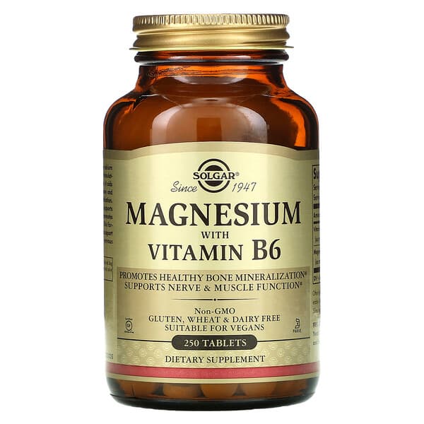 Solgar, Magnesio con vitamina B6, 250 comprimidos