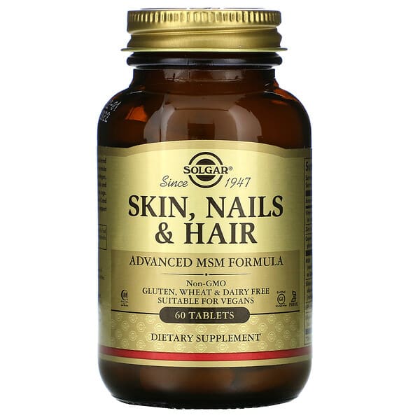 Solgar, Skin, Nails &amp; Hair, Advanced MSM Formula, 60 Comprimidos