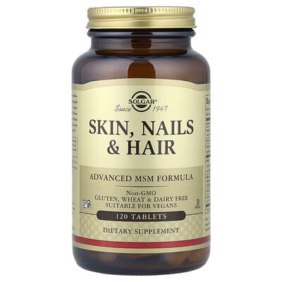 Solgar, Skin, Nails, Hair, Advanced MSM Formula, 120 Tablets