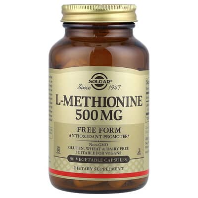 Solgar, L-Methionine, 500 mg, 90 Vegetarian Capsules