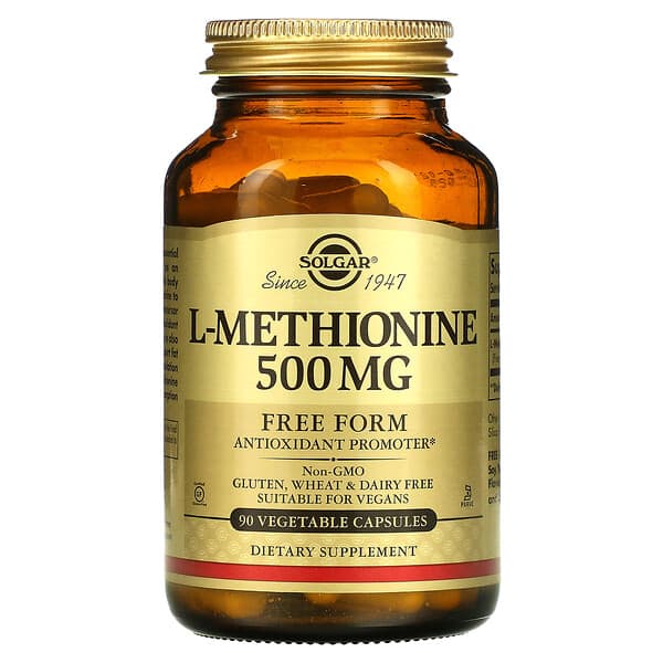 Solgar, L-Methionine, 500 mg, 90 Vegetable Capsules