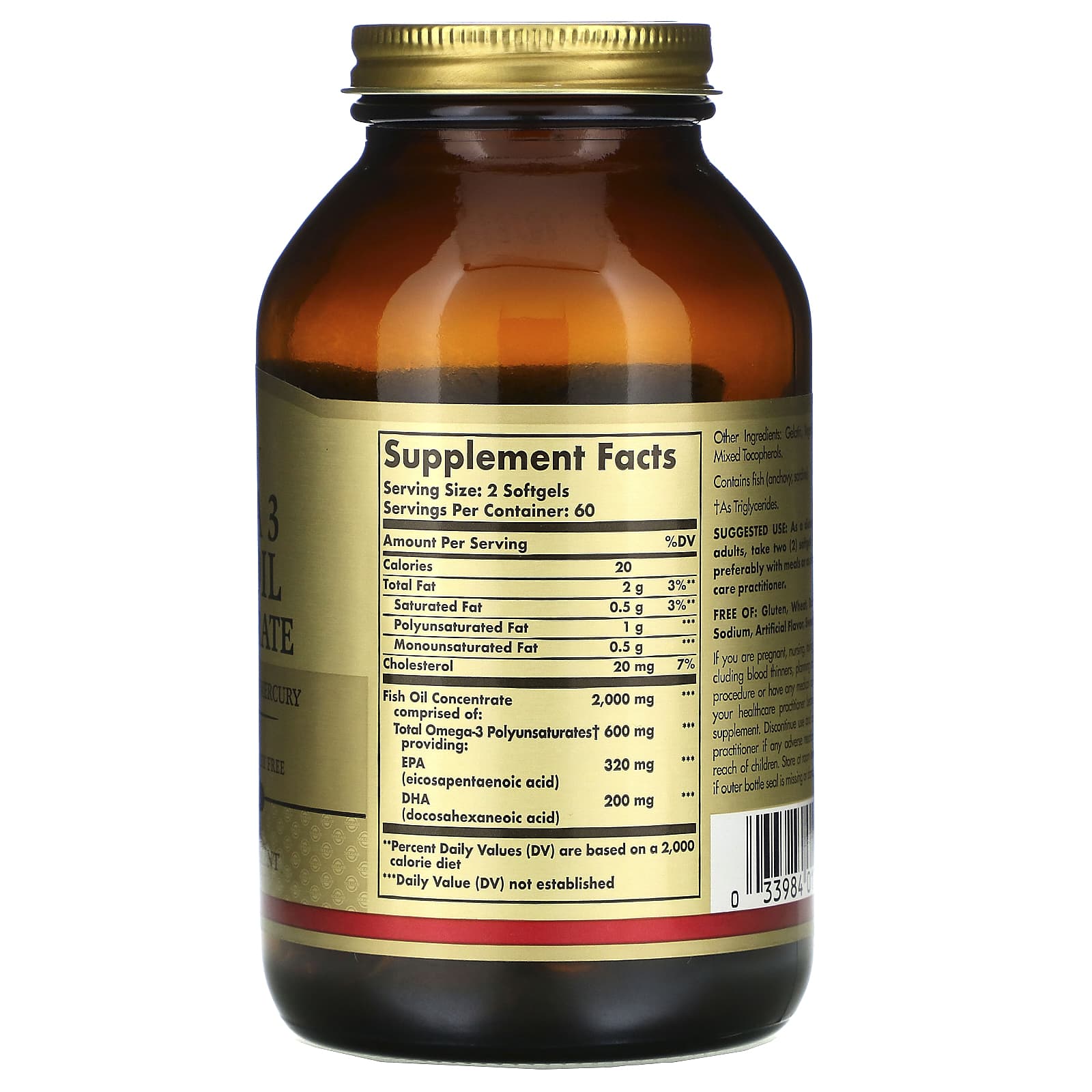 Solgar, Omega3 Fish Oil Concentrate, 120 Softgels