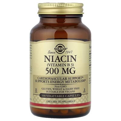 Solgar, Niacin (Vitamin B3), 500 mg, 100 Vegetable Capsules