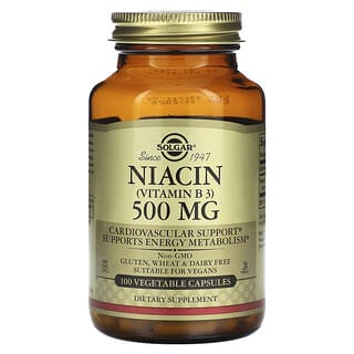 Solgar, Niacina (Vitamina B 3), 500 mg, 100 Cápsulas Vegetais