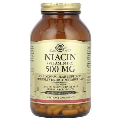 Solgar, Niacin (Vitamin B3), 500 mg, 250 Vegetarian Capsules