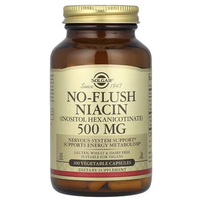 Solgar, Flushing-Free Niacin, 500 mg, 100 Vegetarian Capsules