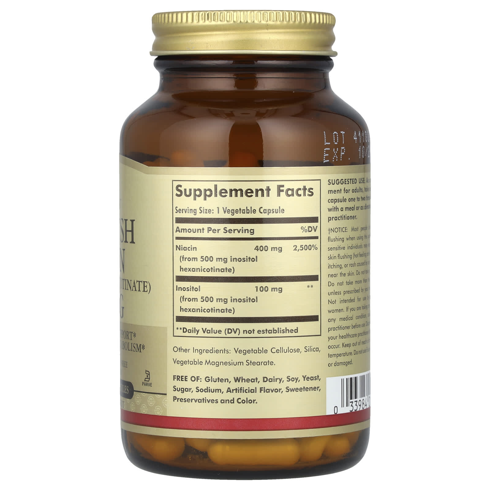 Solgar, NoFlush Niacin, 500 mg, 100 Vegetable Capsules