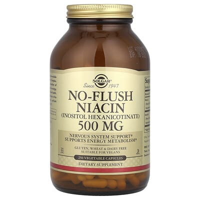 Solgar, Flushing-Free Niacin, 500 mg, 250 Vegetarian Capsules
