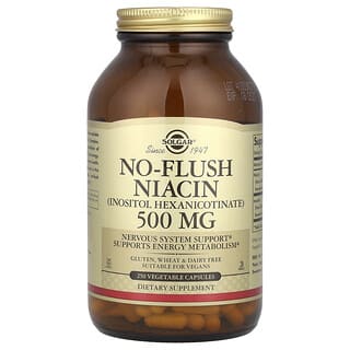 Solgar, Niacina sin enrojecimiento, 500 mg, 250 cápsulas vegetales