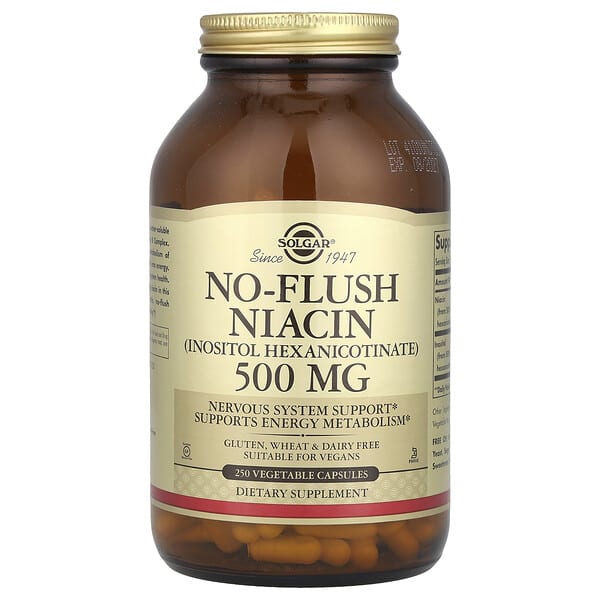 Solgar, 안면홍조 없는 니아신, 500mg, 베지 캡슐 250정