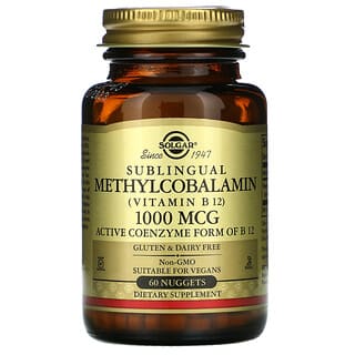 Solgar, Méthylcobalamine sublinguale (vitamine B12), 1000 µg, 60 comprimés