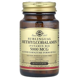 Solgar, Metilcobalamină sublinguală (Vitamina B12), 5.000 mcg, 30 Nuggets