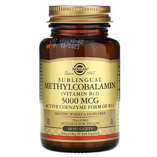 Solgar, Metilcobalamina sublingual (vitamina B12), 5000 mcg, 60 comprimidos pequeños