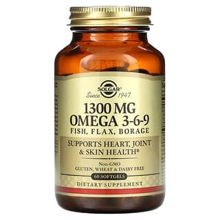 Solgar, Omega-3-6-9 魚、亞麻、琉璃苣，60 粒軟凝膠