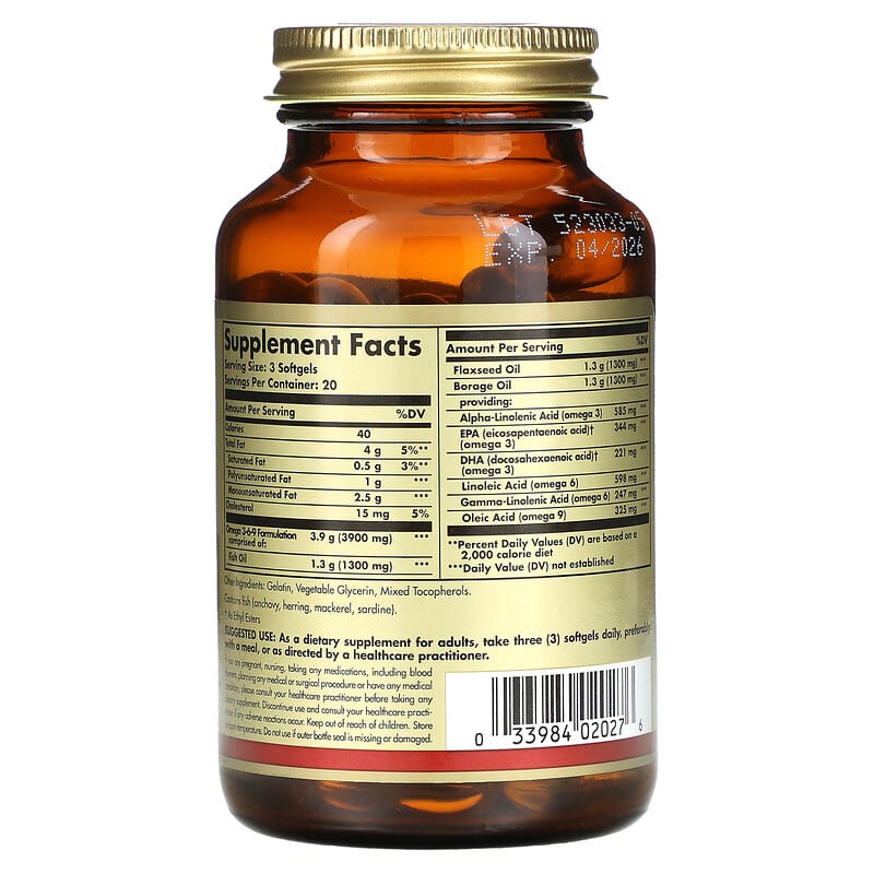 Omega 3 6 9 1 300 mg 60 Softgels