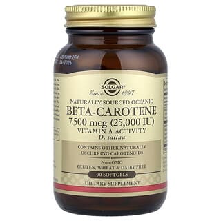 Solgar, Beta-caroteno oceánico de origen natural, 7500 mcg (25000 UI), 90 cápsulas blandas