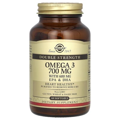 Solgar, Omega-3, Double Strength, 700 mg, 60 Softgels