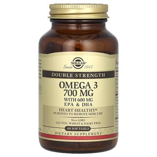 Solgar, Oméga-3, Double efficacité, 700 mg, 60 capsules à enveloppe molle