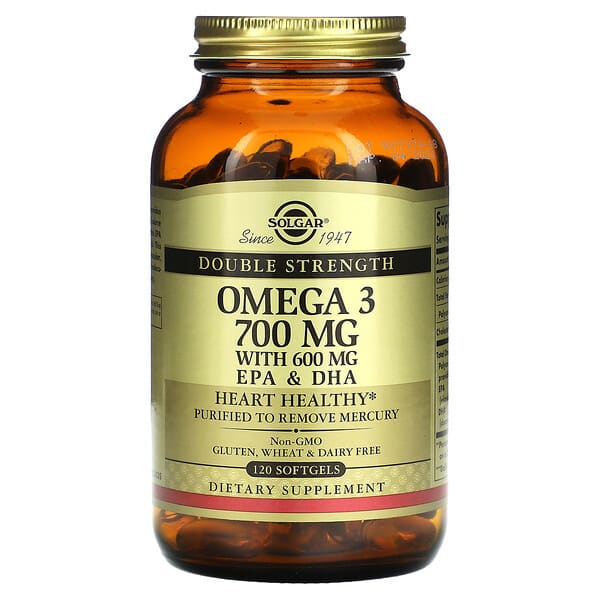 Solgar, Omega-3, EPA und DHA, doppelte Stärke, 700 mg, 120 Weichkapseln