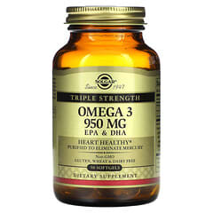 Solgar, Omega-3, EPA & DHA, triple fuerza, 950 mg, 50 cápsulas blandas