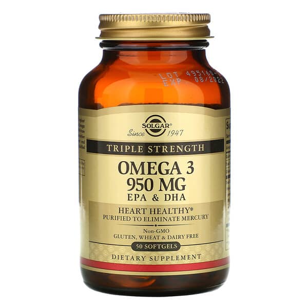 Solgar, Omega3, EPA & DHA, Triple Strength, 950 mg, 50 Softgels