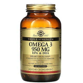 Solgar, Omega-3, EPA y DHA, Concentración triple, 950 mg, 100 cápsulas blandas