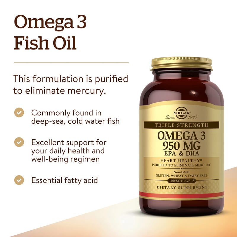 Solgar、オメガ3 トリプルストレングス、950mg、ソフトジェル100粒 | iHerb