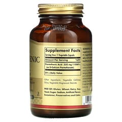 Solgar, Pantothenic Acid, 550 mg, 100 Vegetable Capsules
