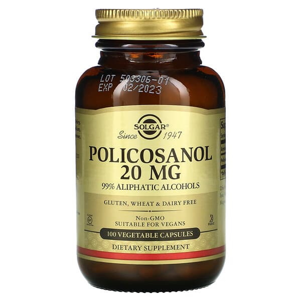 Solgar, Policosanol, 20 mg, 100 cápsulas vegetales