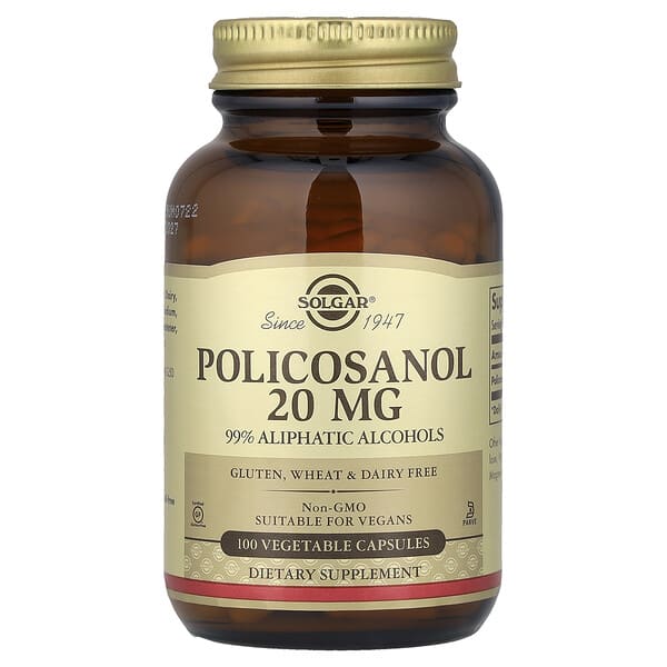 Solgar, Policosanol, 20 mg, 100 plantaardige capsules