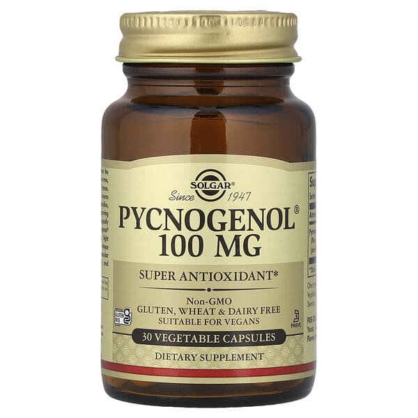 Solgar, Pycnogenol, 100 mg, 30 Cápsulas Vegetais