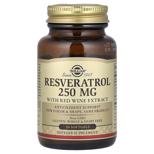 Solgar Resveratrol With Red Wine Extract, 30 Softgels