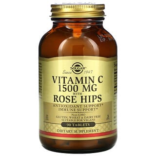 Solgar, Vitamina C com Rosa-mosqueta, 1.500 mg, 90 Comprimidos
