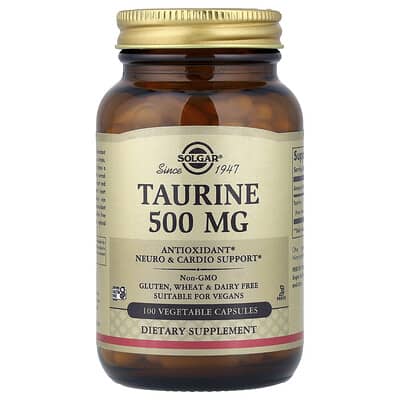 Solgar, Taurine, 500 mg, 100 Vegetarian Capsules