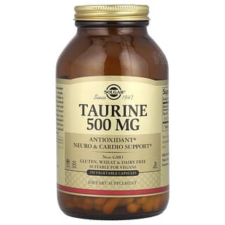 Solgar, Taurina, 500 mg, 250 Cápsulas Vegetais