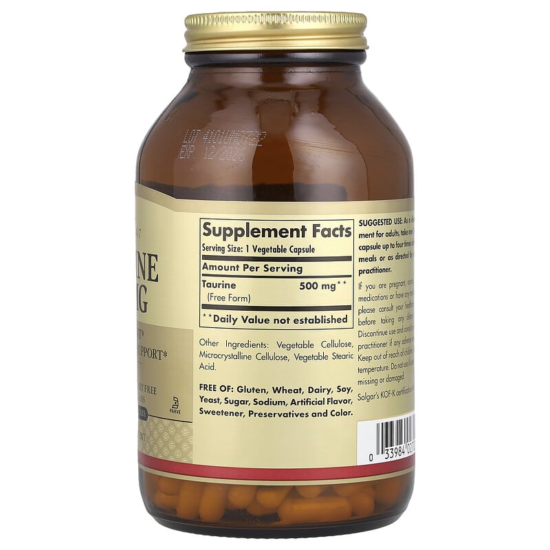 Taurine, 500 mg, 250 Vegetable Capsules