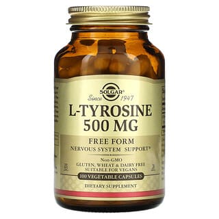 Solgar, L-Tyrosine, L-Tyrosin, 500 mg, 100 pflanzliche Kapseln
