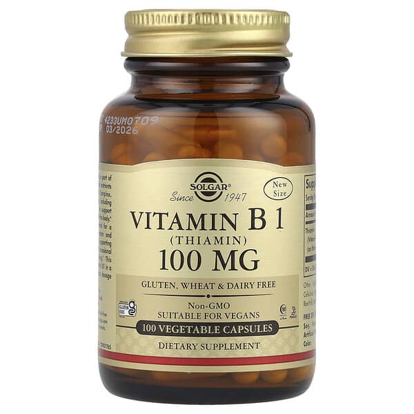 Vitamin B1, 100 mg, 100 Vegetable Capsules