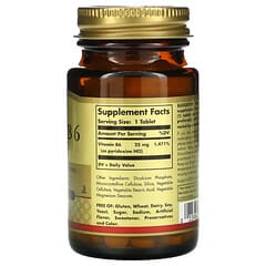 Solgar‏, ויטמין B6,‏ 25 מ"ג, 100 טבליות