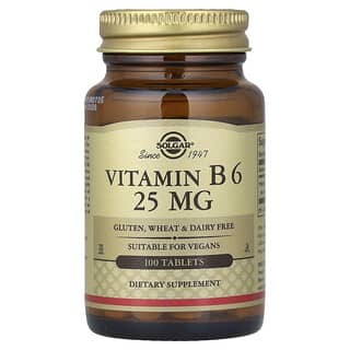 Solgar, Vitamín B6, 25 mg, 100 tabliet