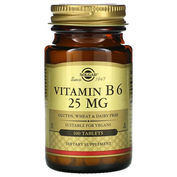 Solgar, Vitamine B6, 25 mg, 100 comprimés
