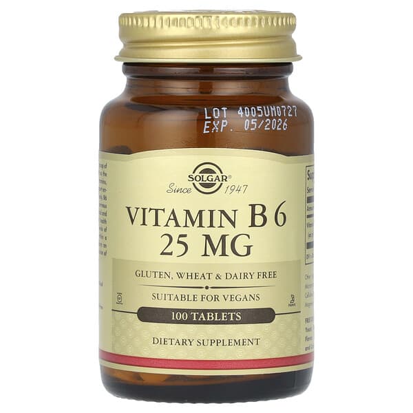 Vitamin B6, 25 mg, 100 Tablets