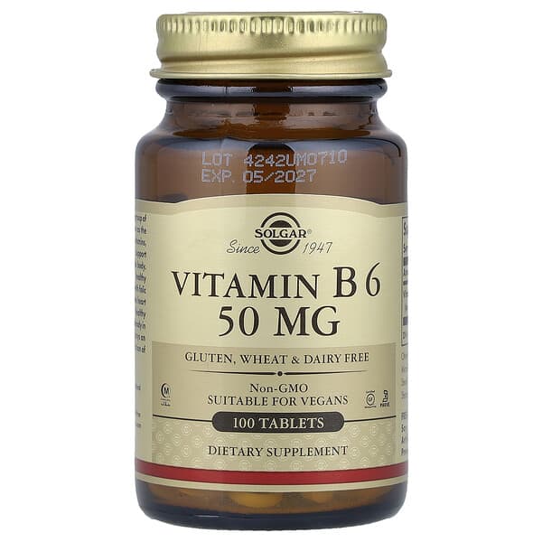 Vitamin B6, 50 mg, 100 Tablets