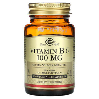Solgar, Витамин B6, 100 мг, 100 растительных капсул