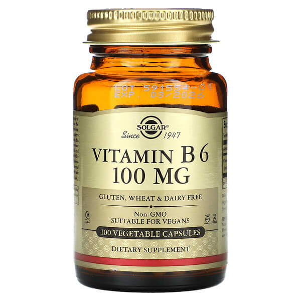 Solgar, Vitamin B6, 100 Mg, 100 Vegetable Capsules