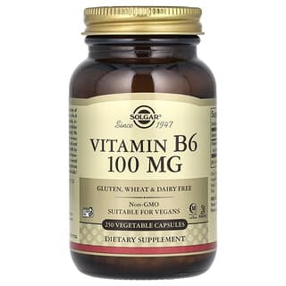 Solgar, Vitamina B6, 100 mg, 250 Cápsulas Vegetais