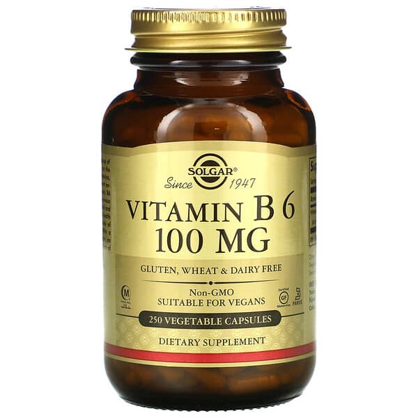 Solgar, Vitamin B6, 100 mg, 250 pflanzliche Kapseln