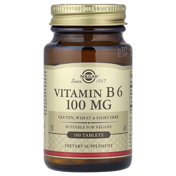 Vitamin B6, 100 mg, 100 Tablets